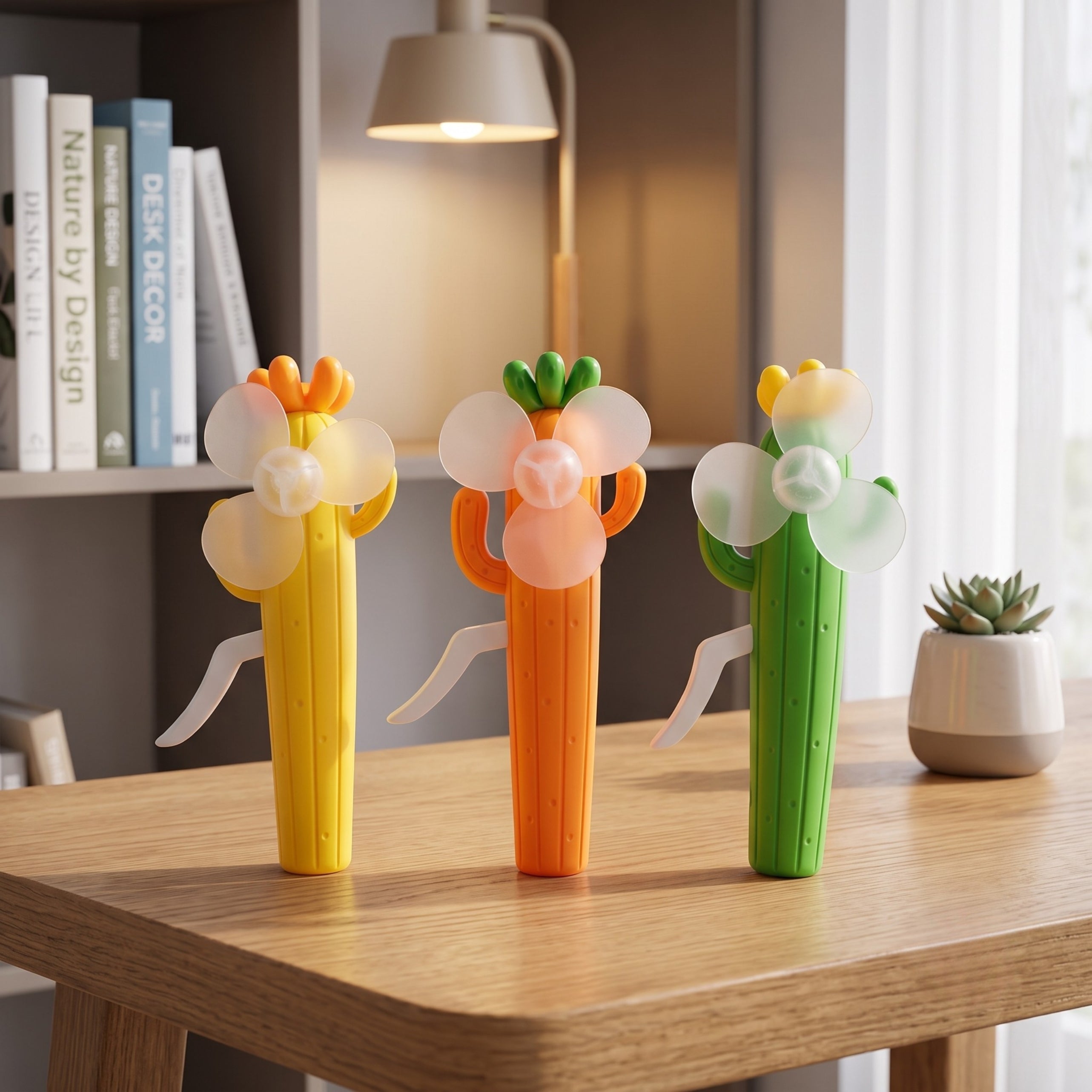 21140 Cactus Hand Fan for Kids & Adults, Cute Burger & Fries Hand Press Fan, Portable, Lightweight Summer Toy for Trave