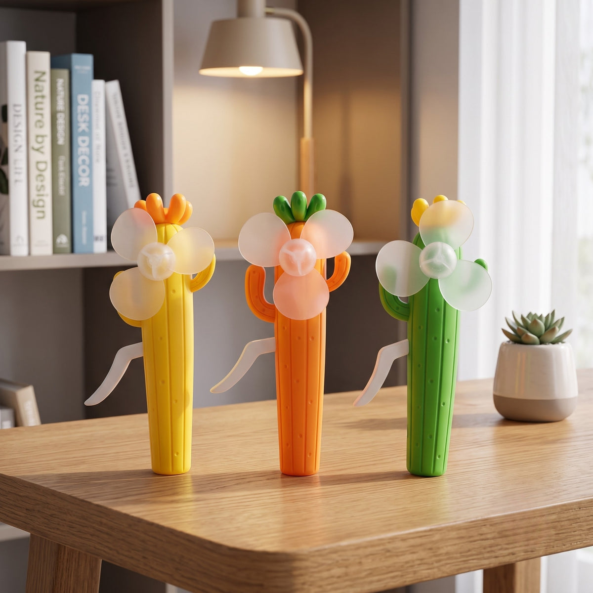 21140 Cactus Hand Fan for Kids & Adults, Cute Burger & Fries Hand Press Fan, Portable, Lightweight Summer Toy for Trave