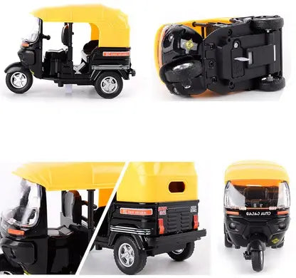 MD3099 Mini Diecast Pull Back Auto Rikshaw Taxi Auto Rickshaw – Toy Scooter Bajaj Auto Rickshaw