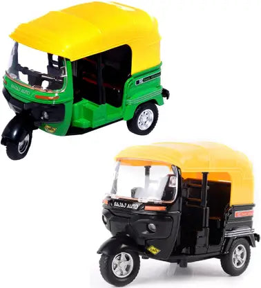 MD3099 Mini Diecast Pull Back Auto Rikshaw Taxi Auto Rickshaw – Toy Scooter Bajaj Auto Rickshaw