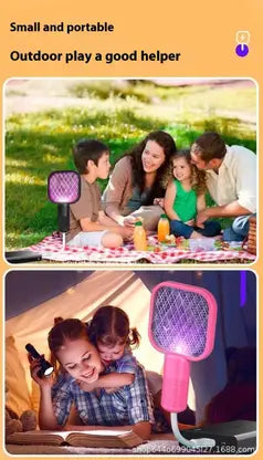 10717 Bug Zapper Racket, USB Rechargeable, Mosquito Swatter with Mesh Grid, Black Handle