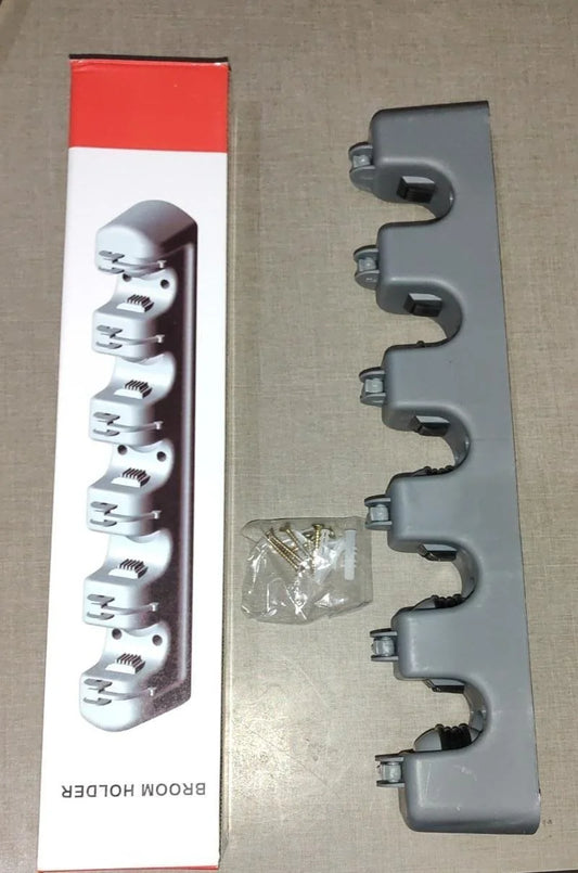 10445 5 Slots And 6 Hooks Wall Mounted Magic Mop Broom Sticks Hanger Stand Organizer Holder Accessories Organizer