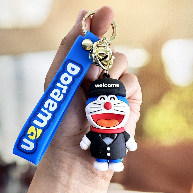 20580 Doraemon Cartoon Dingdang Cat Blue Chubby Keychain for Kids
