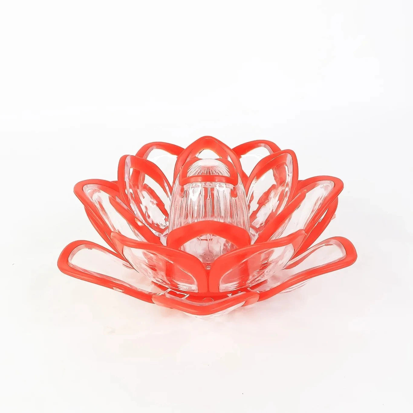11028 Lotus LED Tea Light Candles | Battery-Operated | Flameless & Smokeless | Multicolor Acrylic Design | Home Décor,Wedding, Festival {Red}