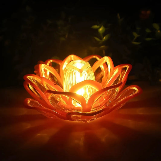 11028 Lotus LED Tea Light Candles | Battery-Operated | Flameless & Smokeless | Multicolor Acrylic Design | Home Décor,Wedding, Festival {Red}