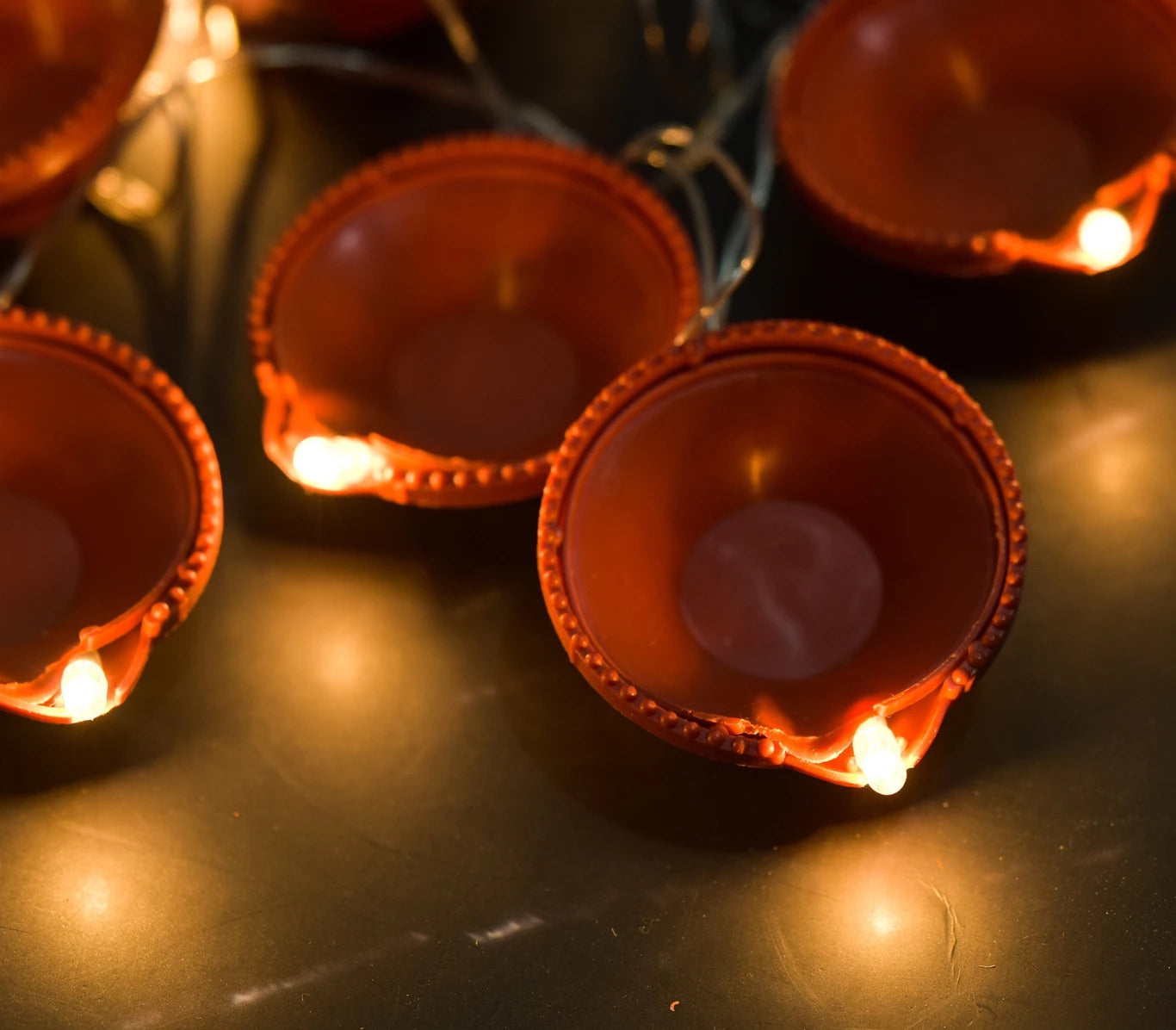 20694 Diya Led Light 5M Electric Deepak LED Fairy String Lightning - (Brown) Candle