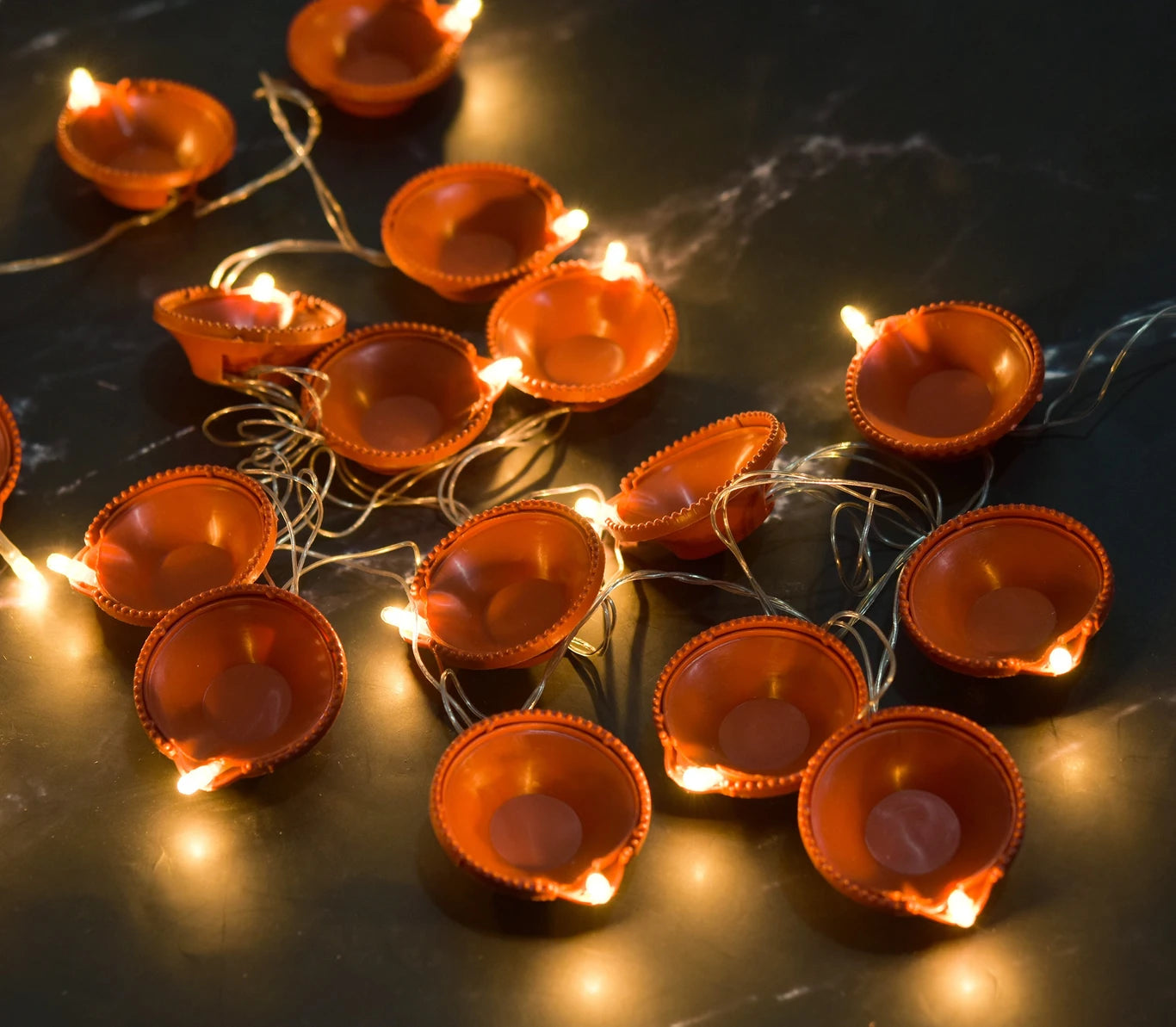 20694 Diya Led Light 5M Electric Deepak LED Fairy String Lightning - (Brown) Candle