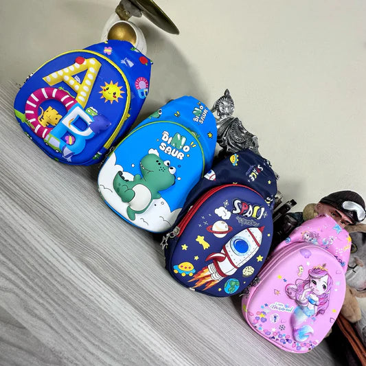 CK-990  3D Design Kids Sling Chest Bag for Boys & Girls | Lightweight Nylon Backpack Random Charter