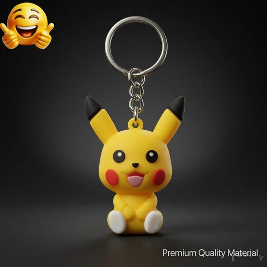 20887 {Pack of 12} Pikachu Anime Keychains for Kids | Cute Soft Rubber Pokemon