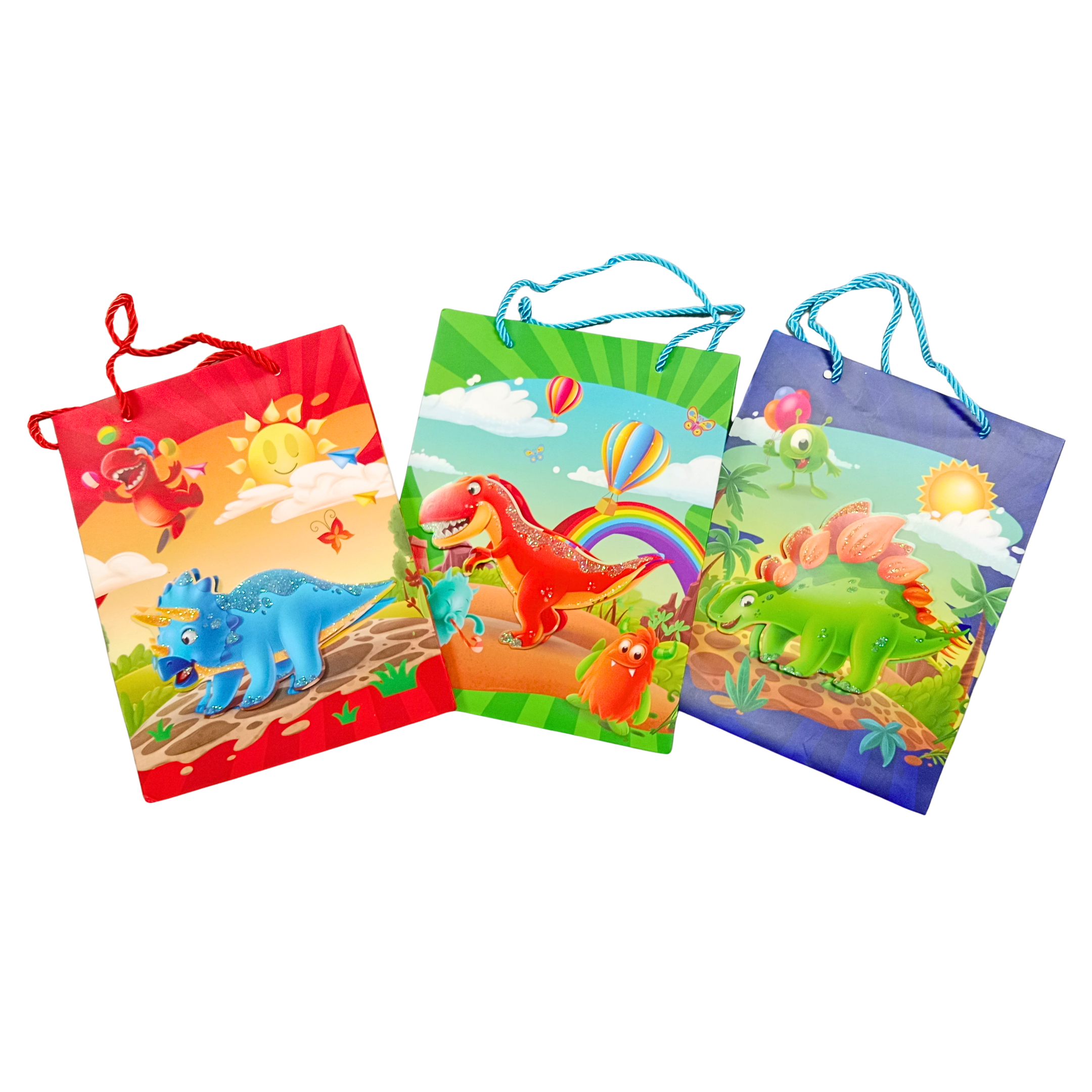 RY-814-S  3D Glitter Paper Gift Bag Dinosaur Magical 23 X 18 X 10cm 1pc Multicolor