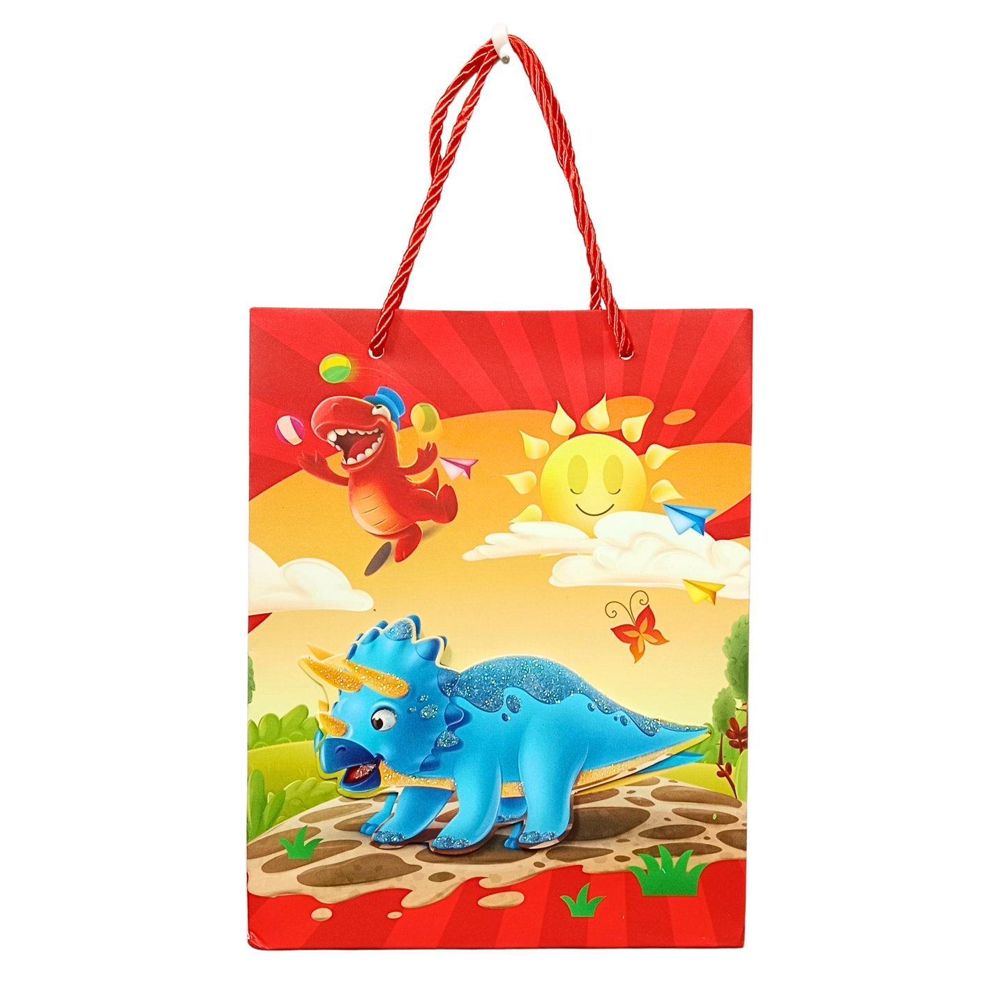 RY-814-S  3D Glitter Paper Gift Bag Dinosaur Magical 23 X 18 X 10cm 1pc Multicolor