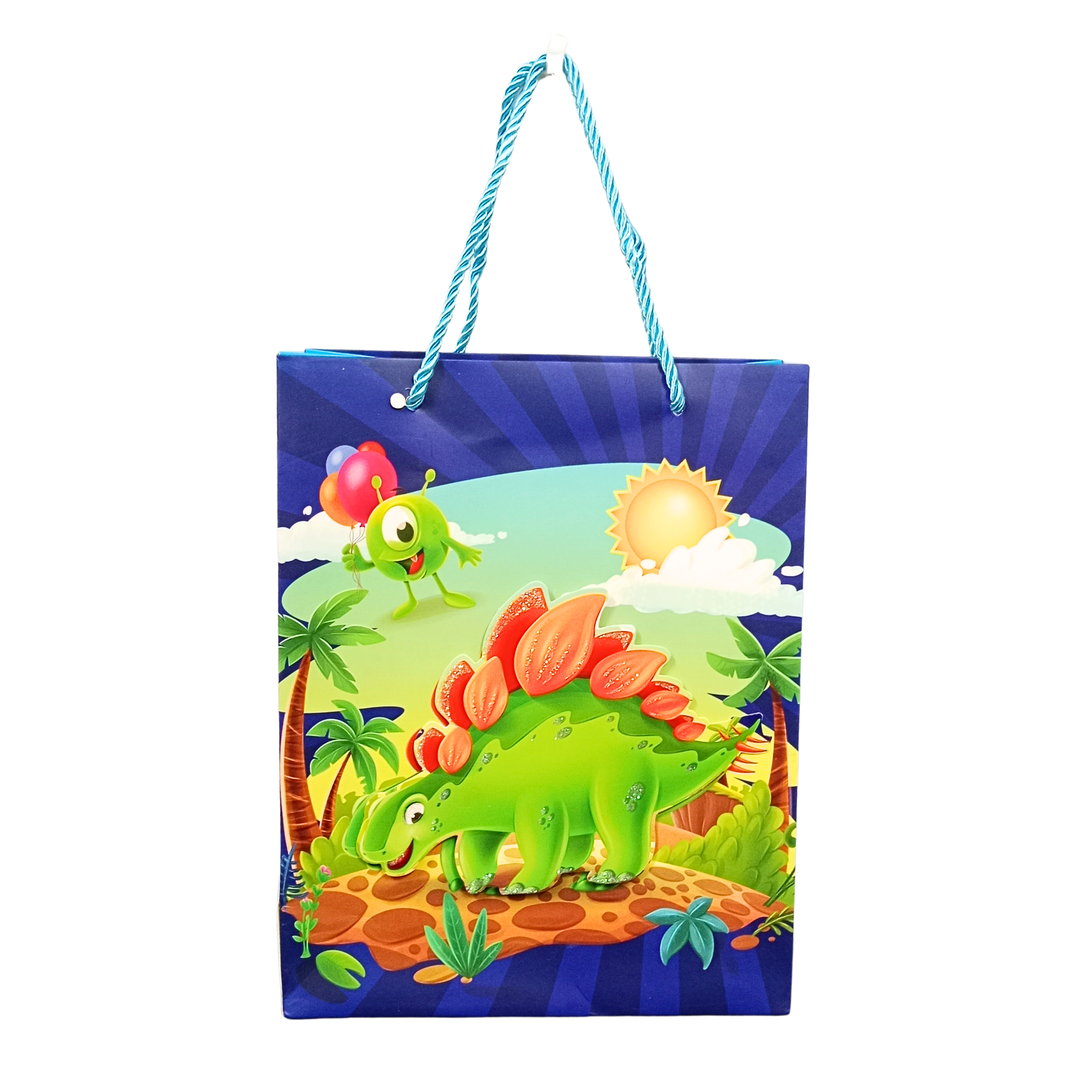 RY-814-S  3D Glitter Paper Gift Bag Dinosaur Magical 23 X 18 X 10cm 1pc Multicolor