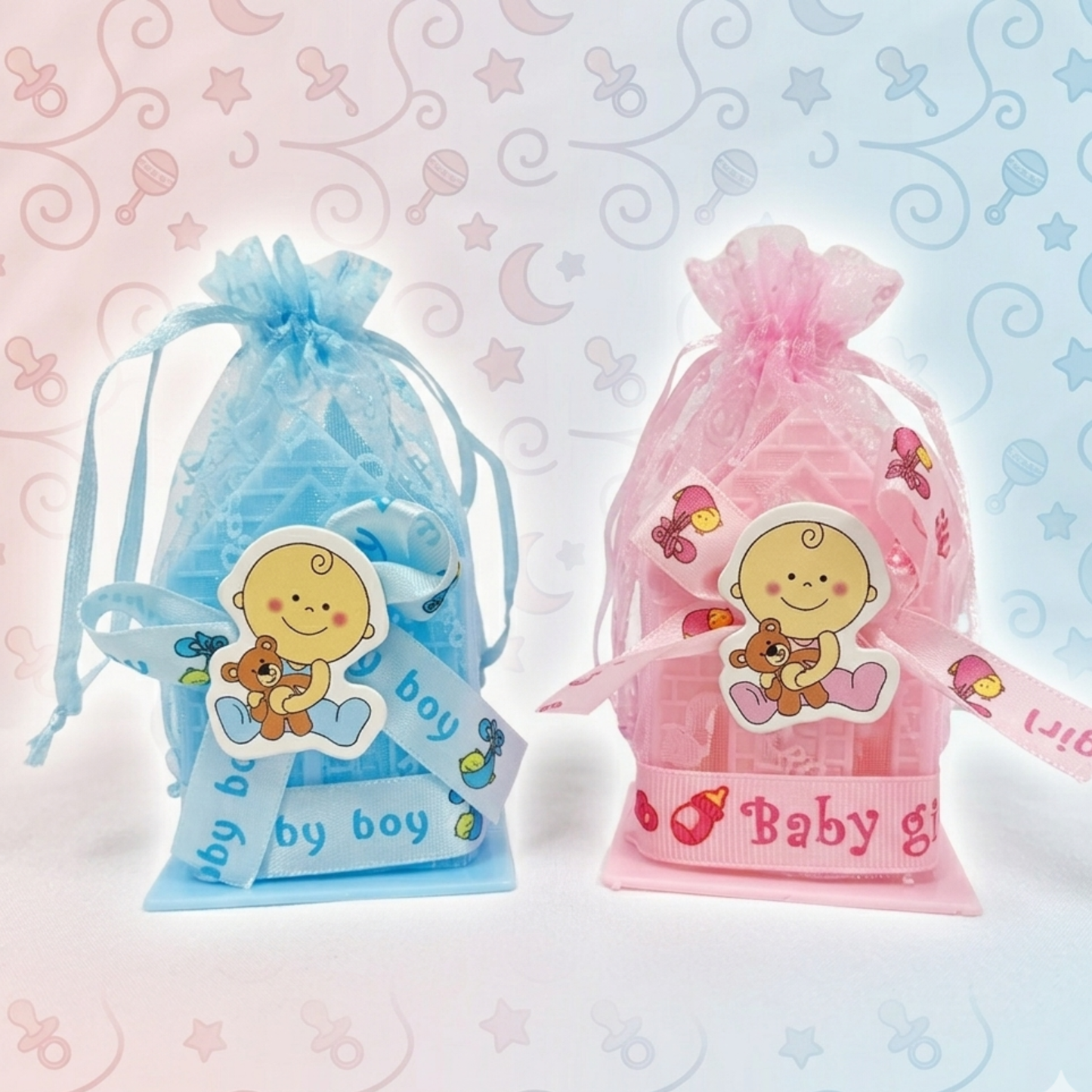 20534 {12 Pcs} Baby Shower Candy Bags {Blue/Pink}