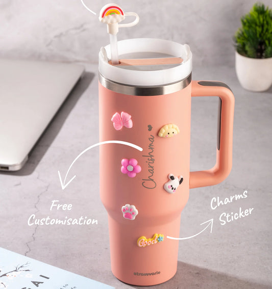 20774 Animal Cute Straw Cover Cap for Stanley Cup, Silicone Straw Topper for 30&40 Oz Stanley Tumbler with Handle {Random Color}