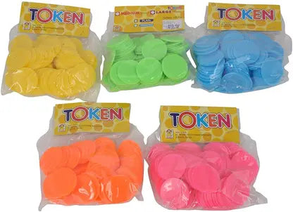 20122 Marketing Plastic Plain Token/Coins Pack of 100pc Coins {Multicolor}