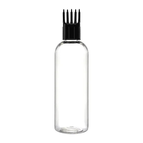 20465 Hair Oil Applicator Bottle with Comb Nozzle 100ml Transparent Refillable Leak-Proof Hair Root Comb Bottle
