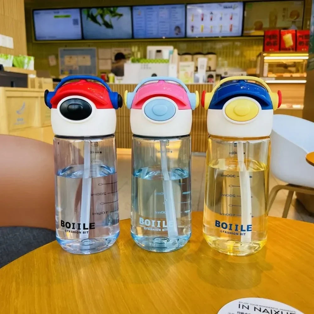 4991 Portable Cute Plastic Straw Water Bottle for Girls and Boys 650ML {Multicolor}