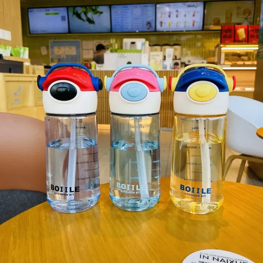 4991 Portable Cute Plastic Straw Water Bottle for Girls and Boys 650ML {Multicolor}