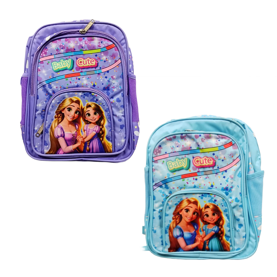 20418 Cartoon Printed School Backpack for Girls and Boys {4 Compartment} Size=35*24*20Cm {Random Color}