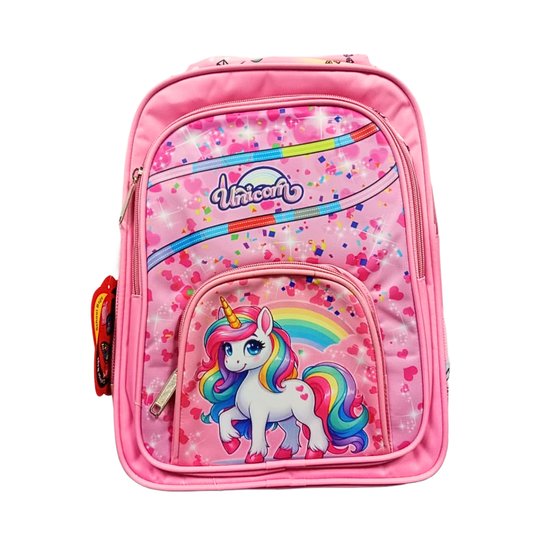 20418 Cartoon Printed School Backpack for Girls and Boys {4 Compartment} Size=35*24*20Cm {Random Color}