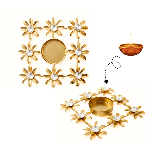 20430 Decoration Beautiful Christmas Tea Light Holder with White Stones