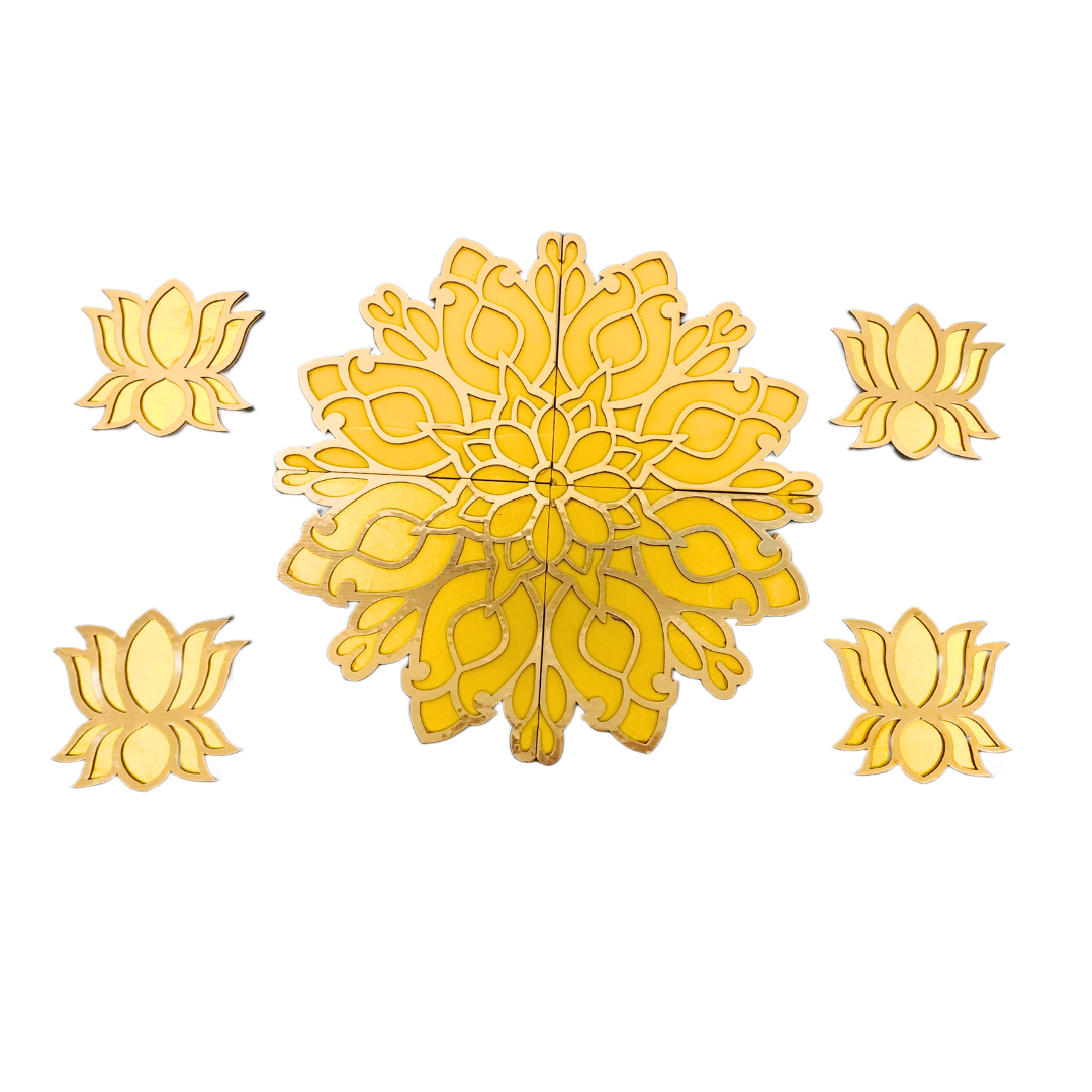 20448 Wooden Rangoli Stencil/Cut-out| Festival, Wedding, Stage, Table, Floor, Puja, Diwali, Navratri, DIY Projects| 3D, Reusable, Portable {Random Color}