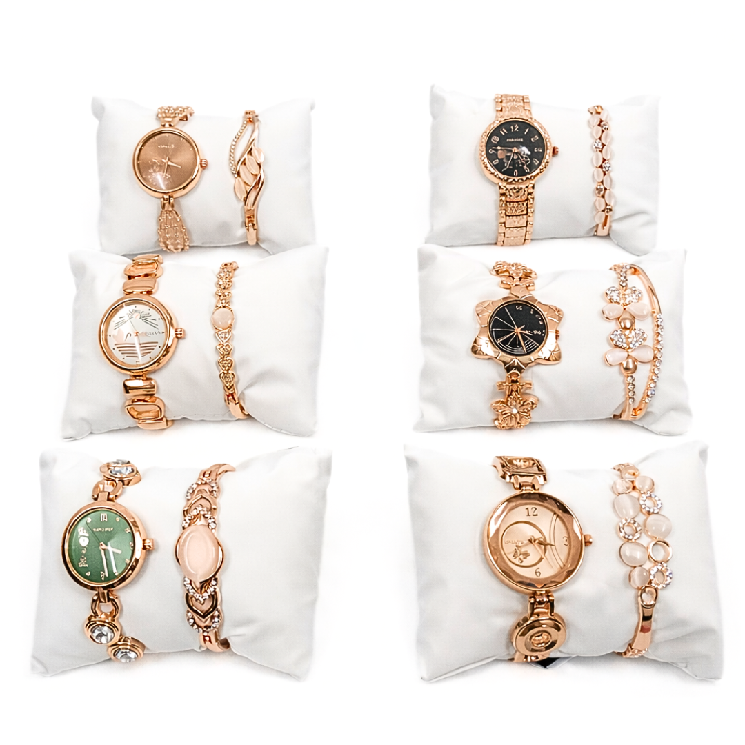 20441 Women's Diamond Wristwatch Bangle Bracelet Jewellery Set Analog Wrist Watch for Ladies {Random Design}