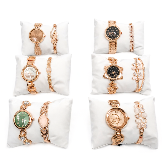 20441 Women's Diamond Wristwatch Bangle Bracelet Jewellery Set Analog Wrist Watch for Ladies {Random Design}