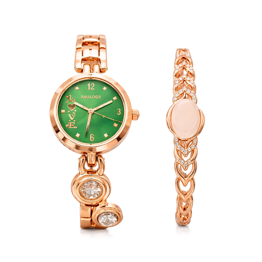 20441 Women's Diamond Wristwatch Bangle Bracelet Jewellery Set Analog Wrist Watch for Ladies {Random Design}