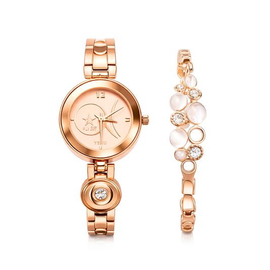 20441 Women's Diamond Wristwatch Bangle Bracelet Jewellery Set Analog Wrist Watch for Ladies {Random Design}