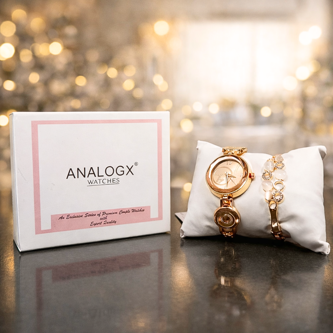 20441 Women's Diamond Wristwatch Bangle Bracelet Jewellery Set Analog Wrist Watch for Ladies {Random Design}