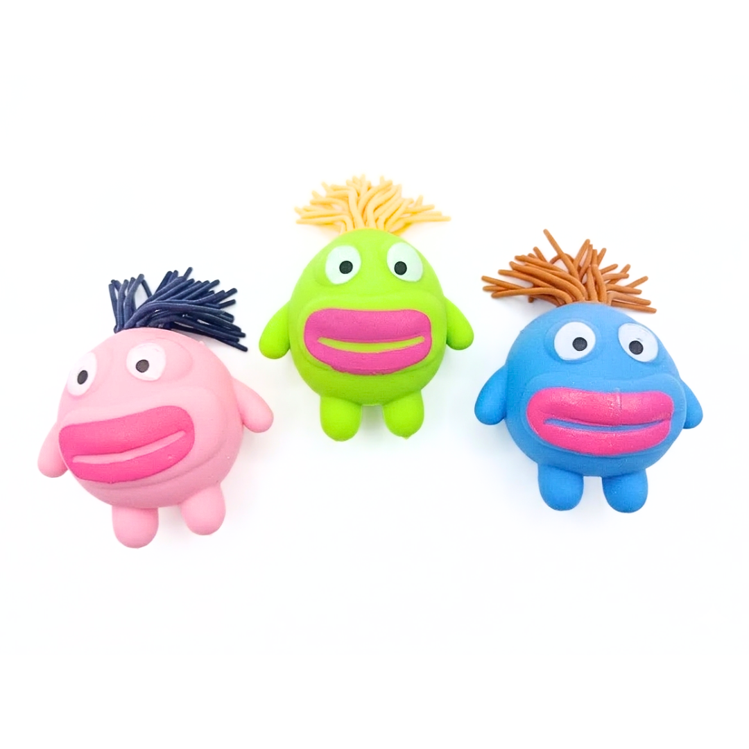 10728 { 3 Pcs } Stretchy Squishy Monster Stress Relief Ball Pulling Hair Squeezable Funny Squish Toy for Kids Birthday Gifts Party