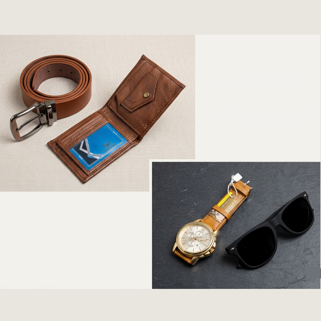 20447 Men's Personalized Leather Wallet with Name & Charm , Gift Combo  Set for Men :- Birthday, Anniversary, Valentine Gift for Men (Brown)