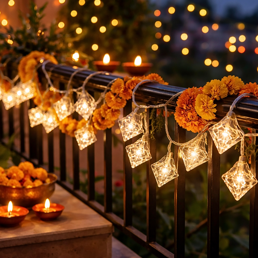 KT-L-164 Crystal Flower LED Decorative String Light, Multicolor and Golden Color {Random Design}
