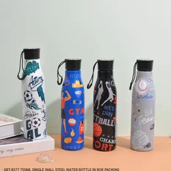 GBT-8377 Football Theme Stainless Steel Water Bottle for Boys, Water Bottle for Kids, & Adults. (750ml)
