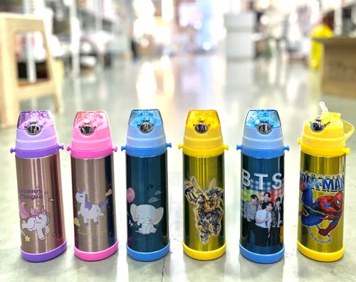 20061 Stainless Steel Cartoon Printed Water Bottle 1000ml {Random Design }