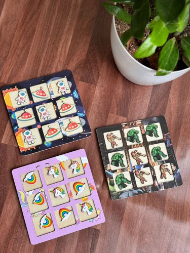 20751 XO Game Wooden Tic Tac Toe Game|Classic Board Game for Adults and Kids|Brain Development Toy for Ages 3+ Ideal Best Return Gift {Random Design}