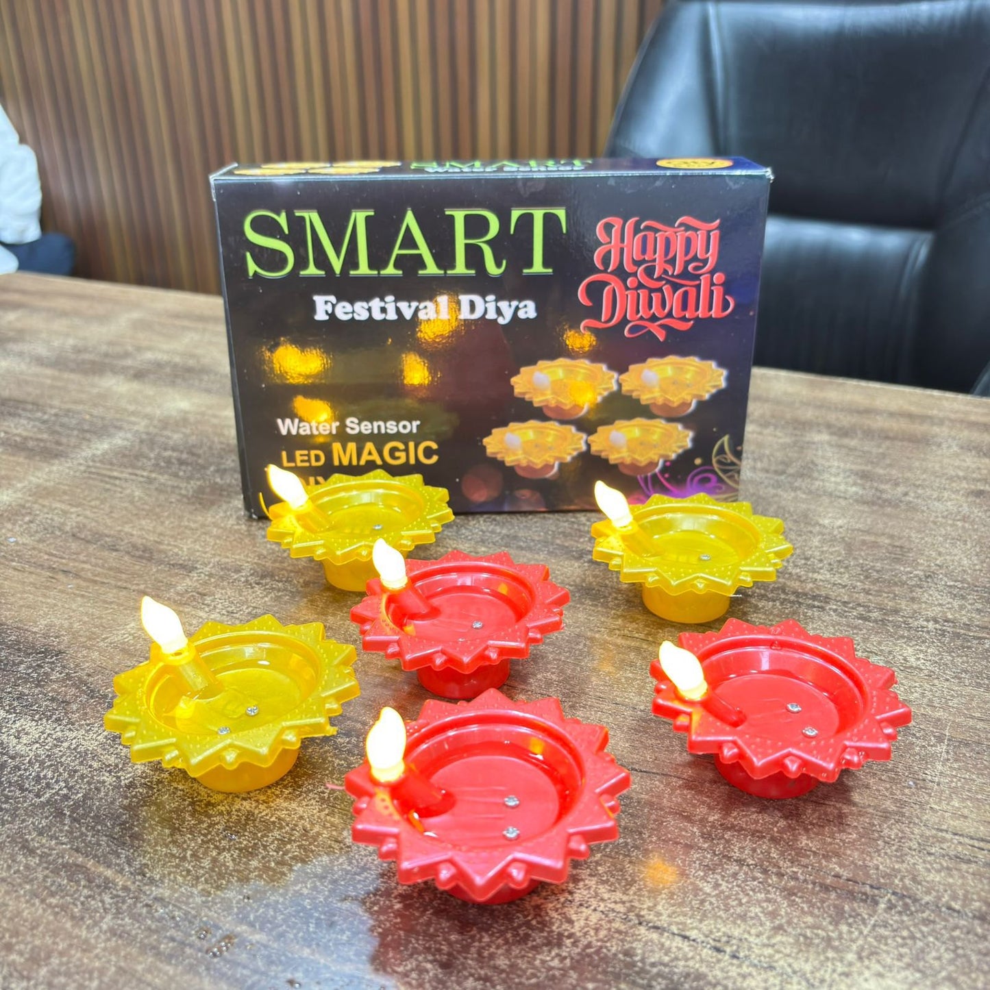 20309 {1 Pack 6 Pcs} Water Sensor Led Diyas Candle with Water Sensing Technology E-Diya for Home Decor Festivals Decoration