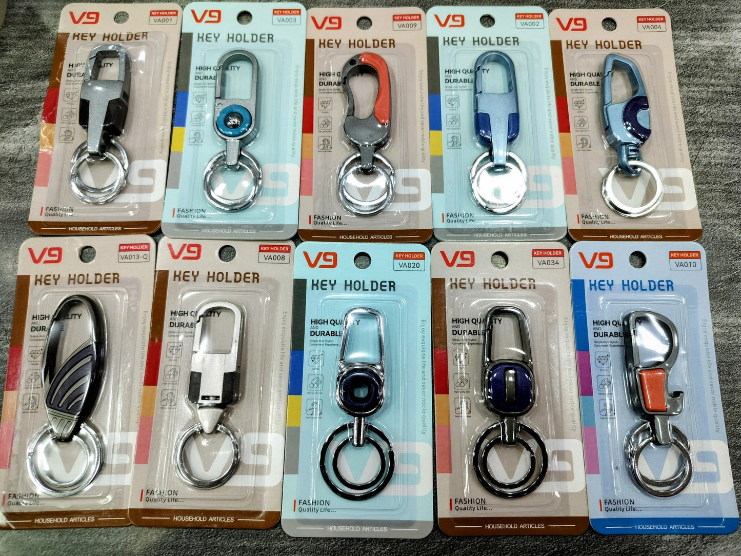 VA013-Q Portable Double Ring Keychain & Key Holder For Car & Bike’s Anti-Lost Key Chain For Gift Boys Girls & Friends  {Random Design}