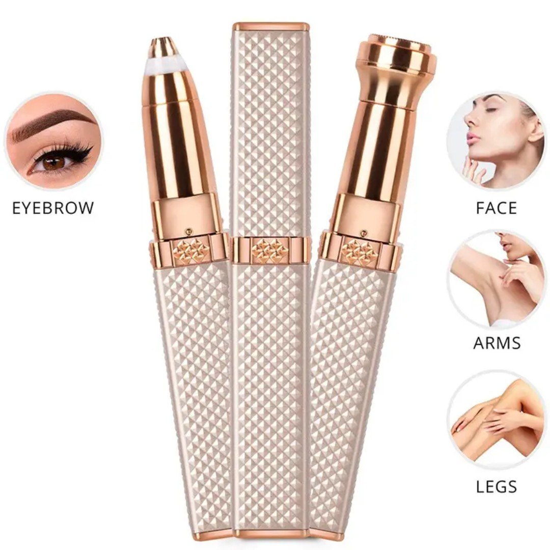HX-207 Eyebrow Trimmer for Women, 2 in 1 Rechargeable Facial Hair Remover with Replaceable Heads, Professional Painless Personal Hair Removal Eyebrow Razor with Indicator Lights