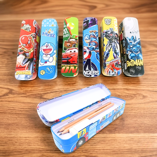 1881236 Metal Pencil Box for Girls and Boys Stylish School Bus ans Train Geometry Box for Boys, Pencil Box Set Toys