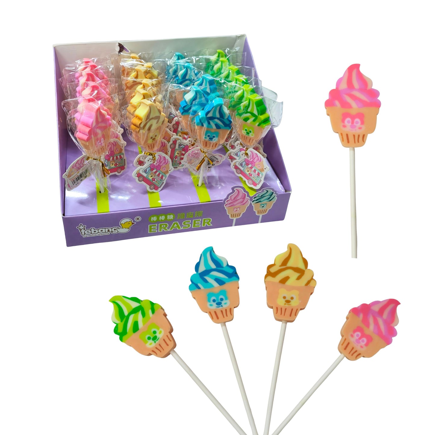 51747 Cute Lollipop Shape Eraser for Kids – Colorful Candy Design Pencil Eraser, Colorful Candy Design, Novelty Stationery