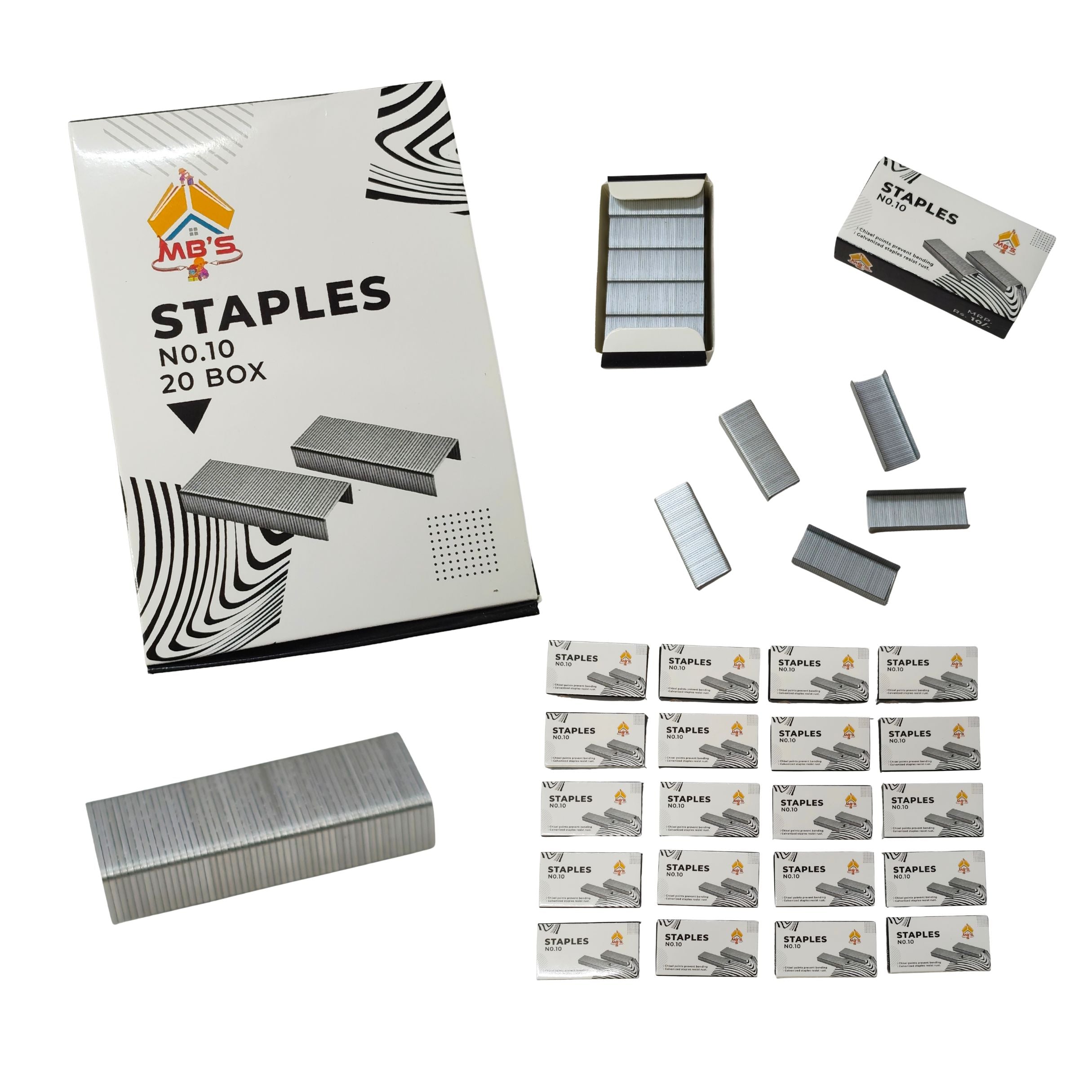 20753 {1 Box 20 Packet} Standard Fit Staples, Silver or Gray, Office & School Stationary Supplies