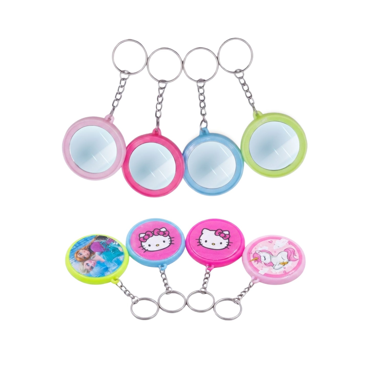 20775 {12 Pcs} Cute Cartoon Mirror Keychain for Girls and Boys