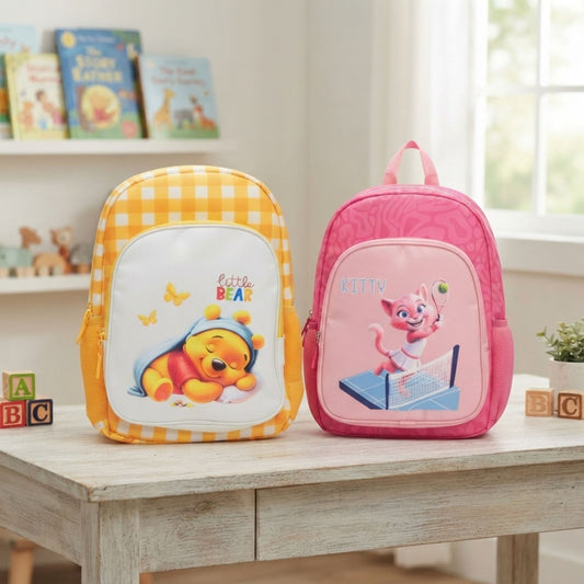 20785 Kids School Bag Backpack with Cartoon Print | 3 Compartments School Bag for Boys & Girls Size=44*26*15Cm {Random Design}