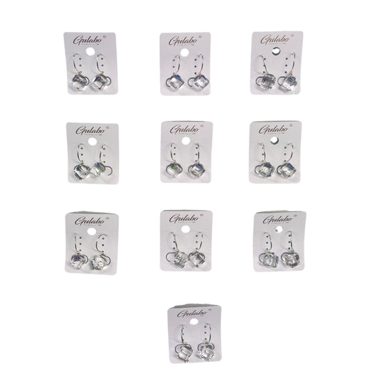 10611 {Pack of 10} Crystal Cube Drop Dangle Earrings for Women