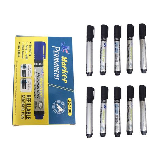 20151 (Pack Of 10) Hauser Permanent Marker Pen, Black Colour