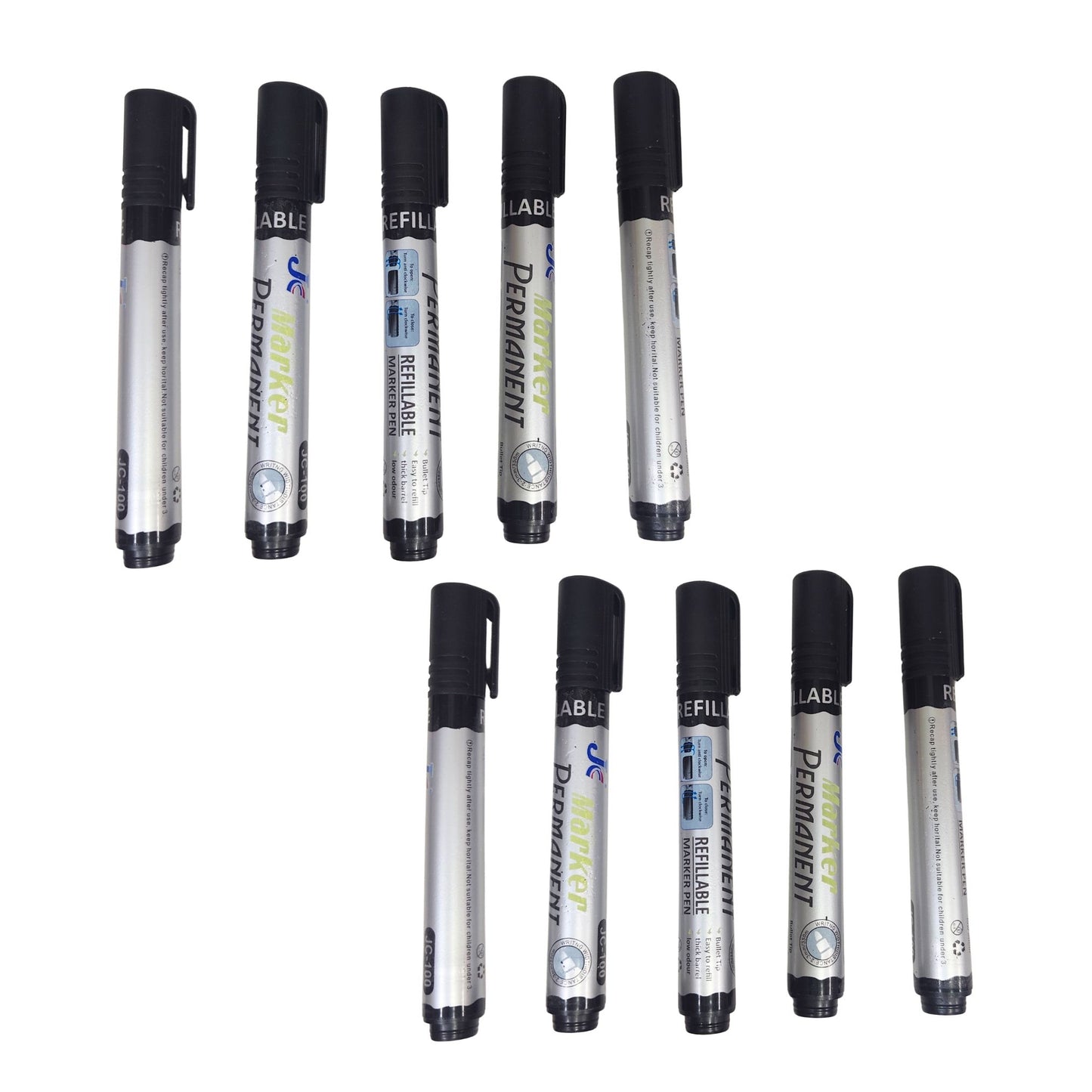 20151 (Pack Of 10) Hauser Permanent Marker Pen, Black Colour