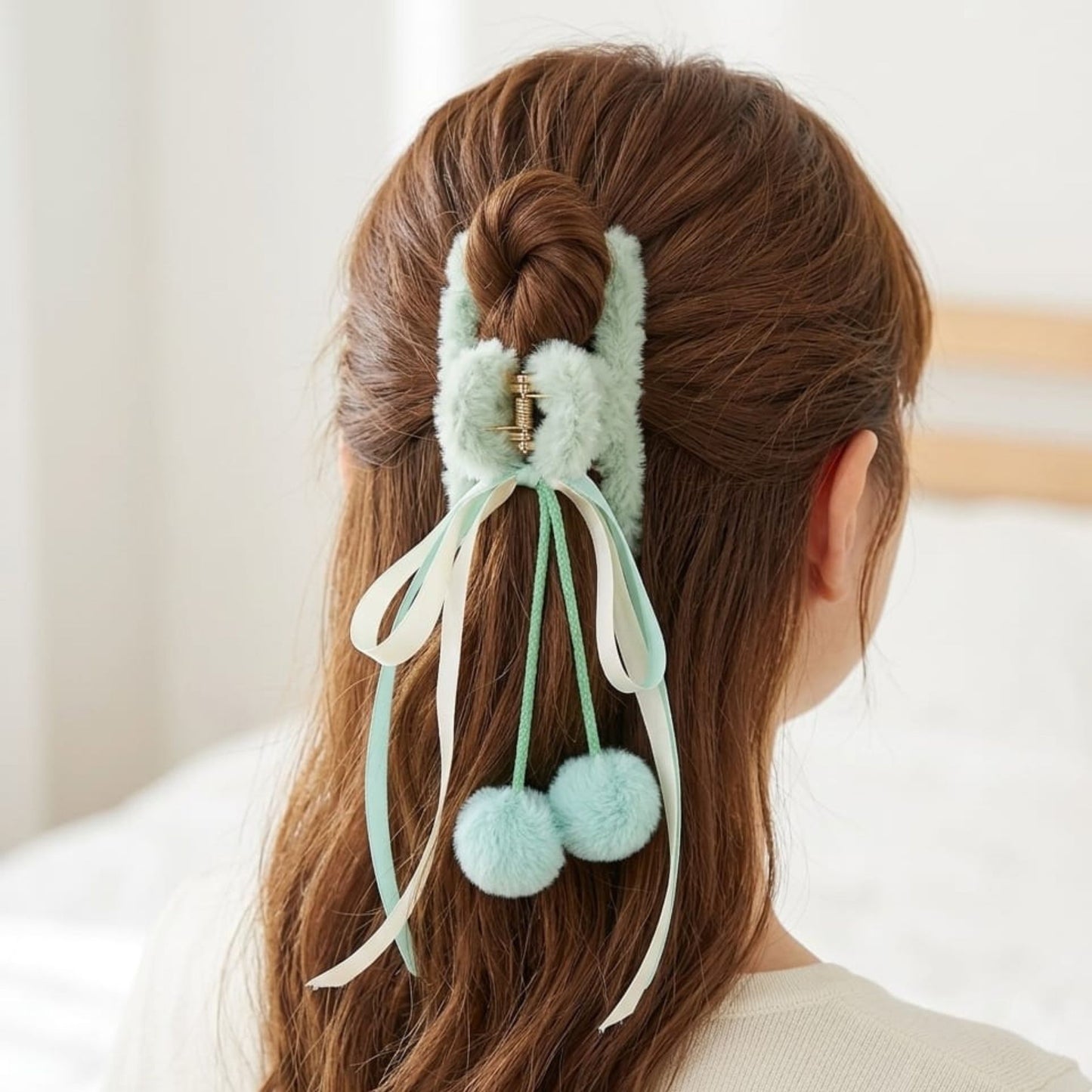 20640 Claw for Women Fluffy Plush Hair Clips Soft Winter Clamps for Thin Thick Long Hair Super Grip Elegant Hair Clips Gifts For Girls {Multicolor}