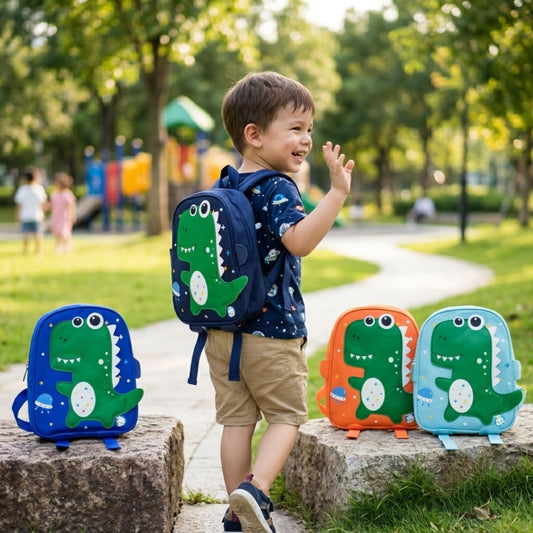 5099 Dino Thems School Bag For Kids Waterproof Lightweight & Breathable Multi-Purpose Preschool Kindergarten Small Backpack 1 Department Size=27*20*10 Cm {Random Color}